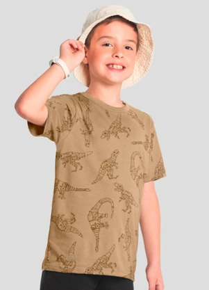Brandili - Camiseta Infantil Menino de Dinossauro Marrom - BRANDILI