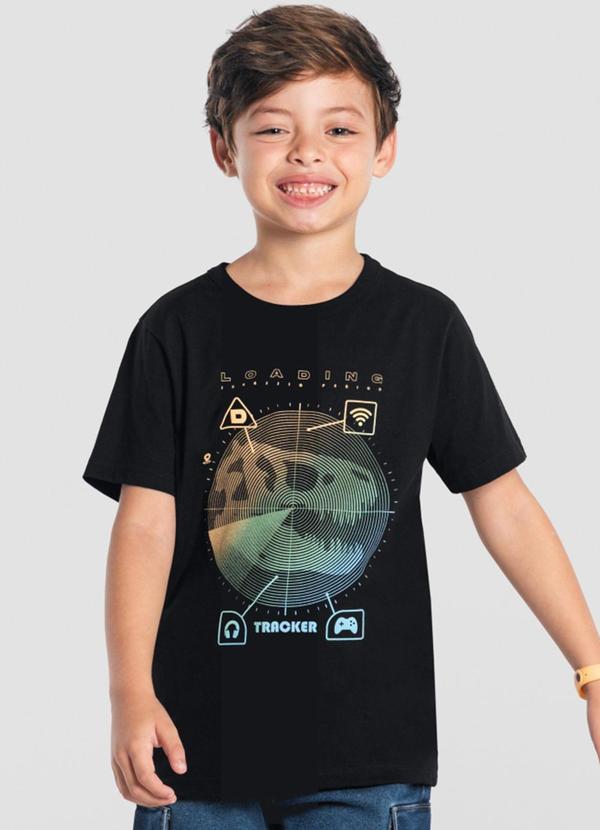 Brandili - Camiseta Infantil Menino de Dinossauro Preto
