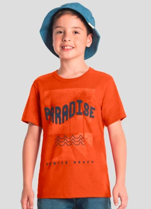 Brandili - Camiseta Infantil Menino de Surf Laranja - BRANDILI