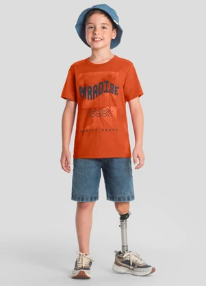 Brandili - Camiseta Infantil Menino de Surf Laranja - BRANDILI