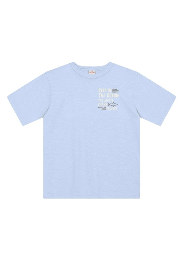 Brandili - Camiseta Infantil Menino de Tubarão Azul