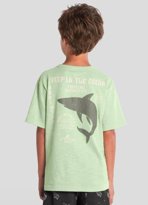 Brandili - Camiseta Infantil Menino de Tubarão Verde - BRANDILI