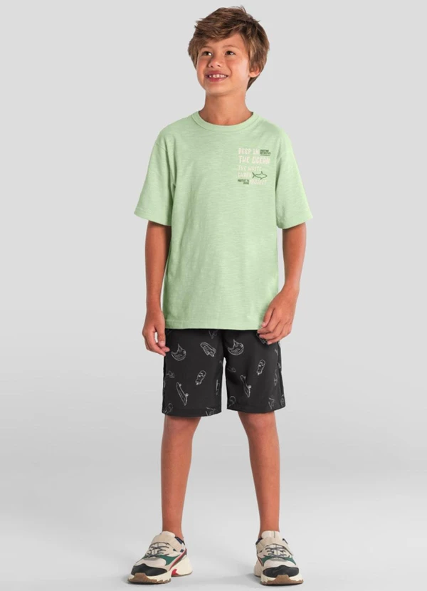 Brandili - Camiseta Infantil Menino de Tubarão Verde 3