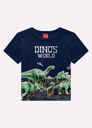 Kyly - Camiseta Infantil Menino Dinossauro Azul Marinho - KYLY