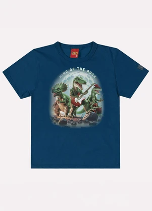 Kyly - Camiseta Infantil Menino Dinossauro Azul - KYLY