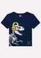 Kyly - Camiseta Infantil Menino Dinossauro Marrom - variação: Azul