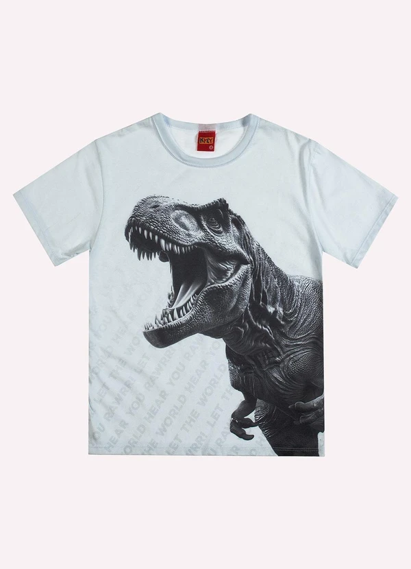 Kyly - Camiseta Infantil Menino Dinossauro Branco