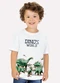 Kyly - Camiseta Infantil Menino Dinossauro Azul Marinho - variação: Branco