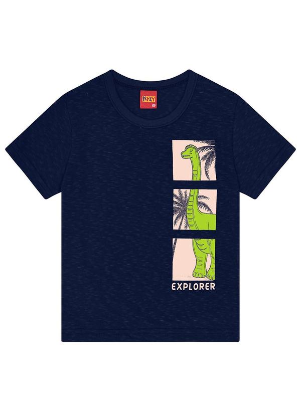 Kyly - Camiseta Infantil Menino Dinossauro Marinho