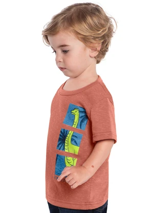 Kyly - Camiseta Infantil Menino Dinossauro Laranja - KYLY