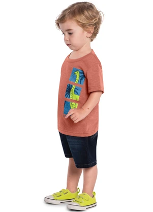 Kyly - Camiseta Infantil Menino Dinossauro Laranja - KYLY