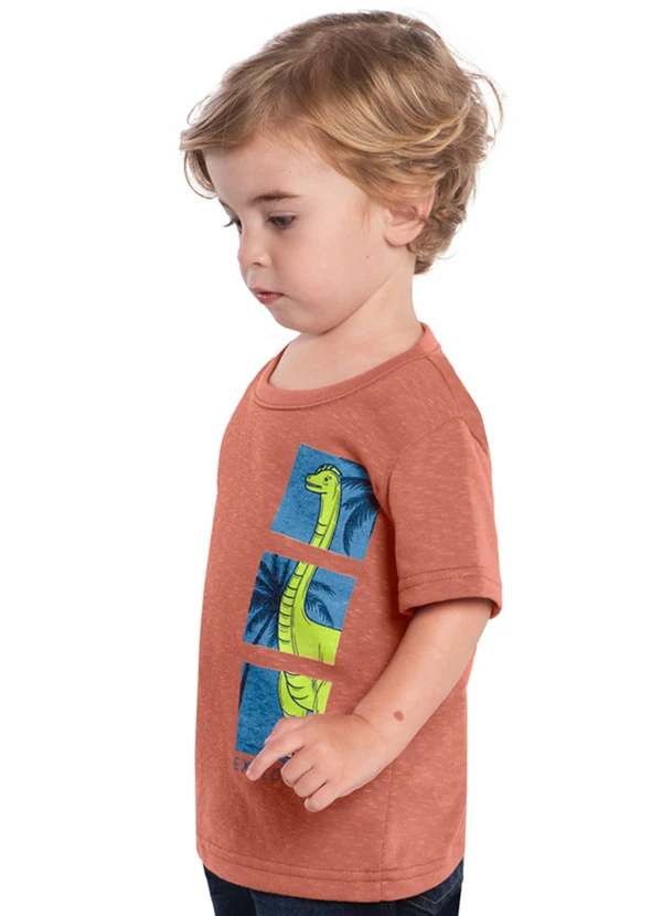 Kyly - Camiseta Infantil Menino Dinossauro Laranja