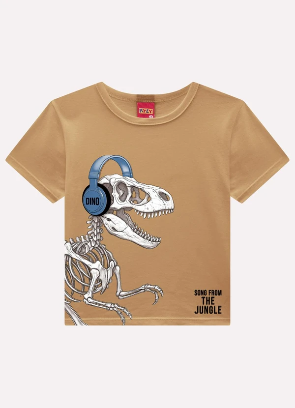 Kyly - Camiseta Infantil Menino Dinossauro Marrom