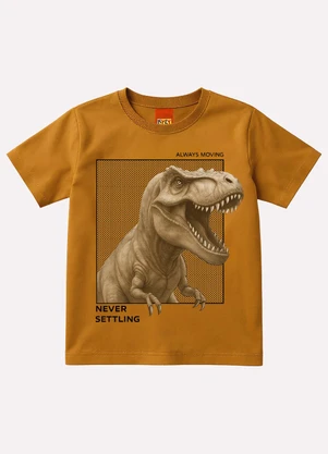 Kyly - Camiseta Infantil Menino Dinossauro Marrom - KYLY