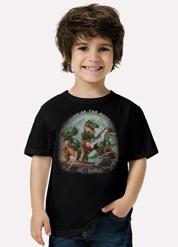 Kyly - Camiseta Infantil Menino Dinossauro Preto