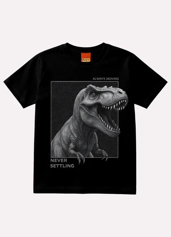 Kyly - Camiseta Infantil Menino Dinossauro Preto