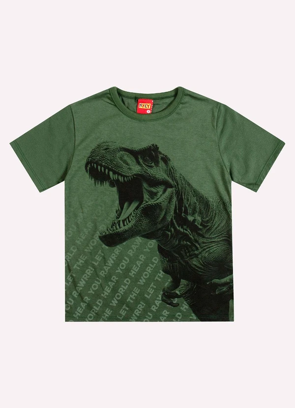 Conjunto Infantil Bumeex Menino - Camiseta E Short Dinossauro Verde 5-6 Anos