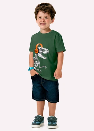Kyly - Camiseta Infantil Menino Dinossauro Verde - KYLY