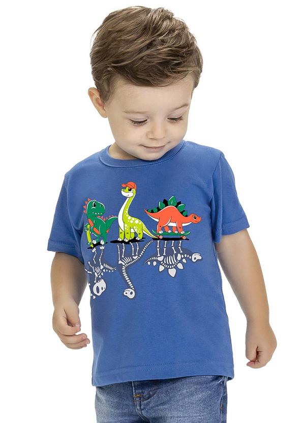 Kyly - Camiseta Infantil Menino Dinossauros Azul 1