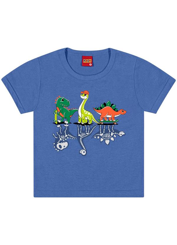 Kyly - Camiseta Infantil Menino Dinossauros Azul 3