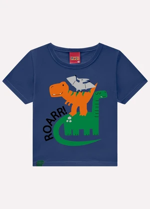 Kyly - Camiseta Infantil Menino Dinossauros Azul - KYLY