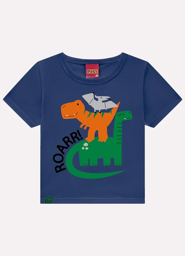 Kyly - Camiseta Infantil Menino Dinossauros Azul