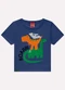 Kyly - Camiseta Infantil Menino Dinossauros Cinza - variação: Azul