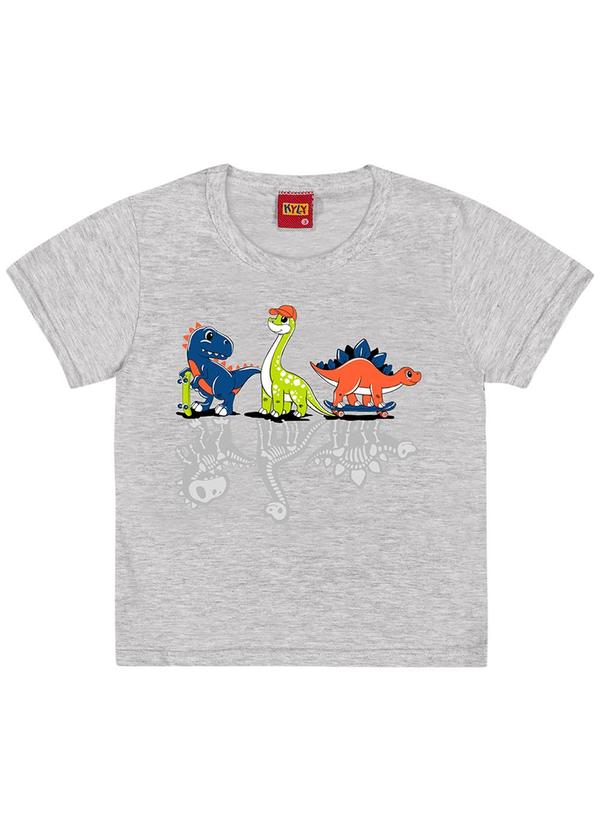 Kyly - Camiseta Infantil Menino Dinossauros Cinza