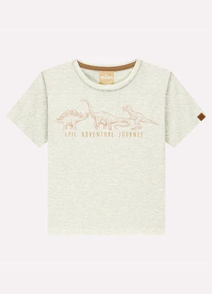 Milon - Camiseta Infantil Menino Dinossauros Cinza - MILON