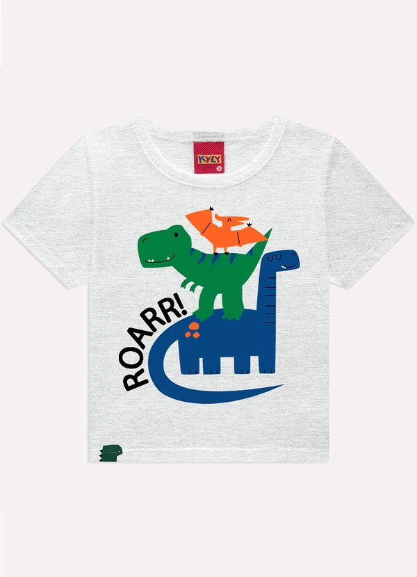 Kyly - Camiseta Infantil Menino Dinossauros Cinza