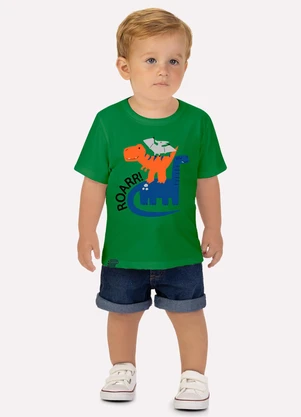 Kyly - Camiseta Infantil Menino Dinossauros Verde - KYLY