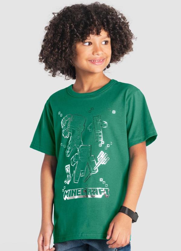 Brandili - Camiseta Infantil Menino do Minecraft Verde