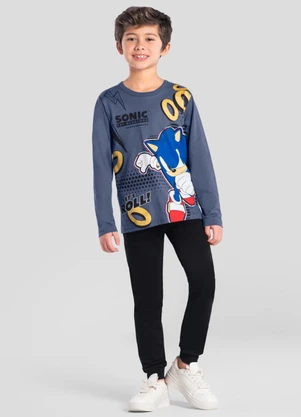 Brandili - Camiseta Infantil Menino do Sonic Azul - BRANDILI