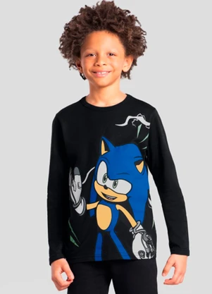 Brandili - Camiseta Infantil Menino do Sonic Preto - BRANDILI