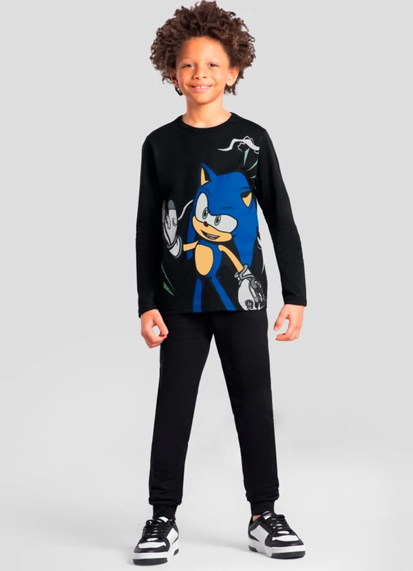 Brandili - Camiseta Infantil Menino do Sonic Preto 2