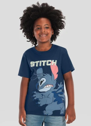 Brandili - Camiseta Infantil Menino do Stitch em Gel Azul - BRANDILI