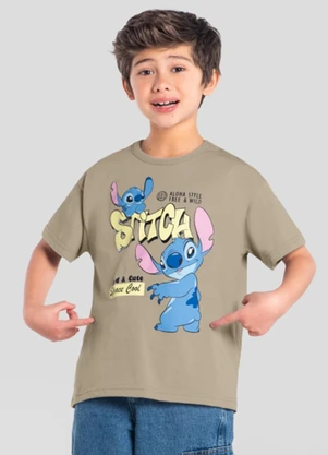 Brandili - Camiseta Infantil Menino do Stitch Marrom - BRANDILI