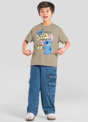 Brandili - Camiseta Infantil Menino do Stitch Marrom - BRANDILI