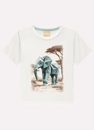 Milon - Camiseta Infantil Menino Elefante Branco - MILON