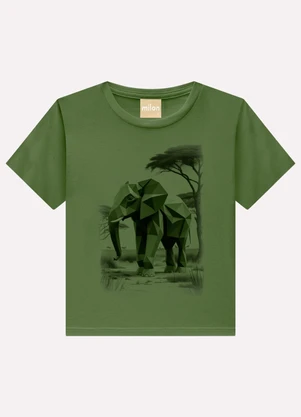 Milon - Camiseta Infantil Menino Elefante Verde - MILON