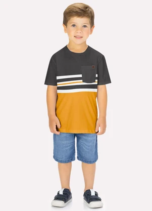 Milon - Camiseta Infantil Menino em Algodão Amarelo - MILON