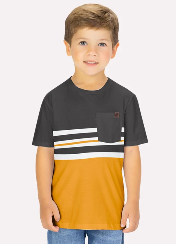 Milon - Camiseta Infantil Menino em Algodão Amarelo