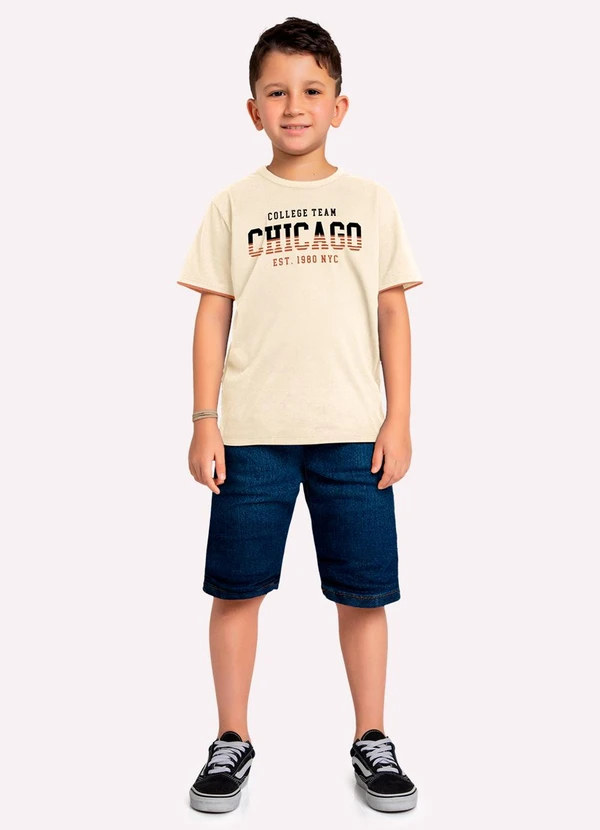 Kyly - Camiseta Infantil Menino em Algodão Bege