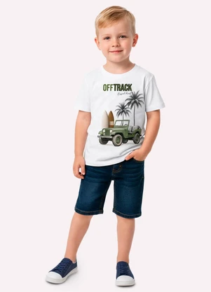 Kyly - Camiseta Infantil Menino em Algodão Branco - KYLY