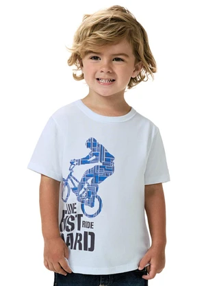 Kyly - Camiseta Infantil Menino em Algodão Branco - KYLY