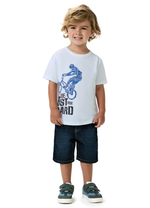 Kyly - Camiseta Infantil Menino em Algodão Branco - KYLY