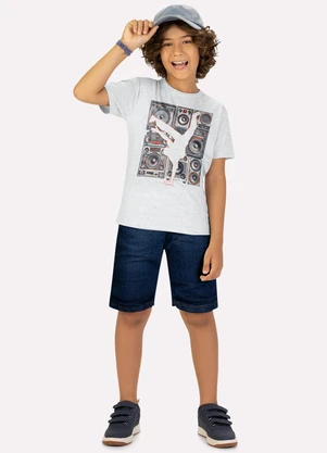 Kyly - Camiseta Infantil Menino em Algodão Cinza - KYLY