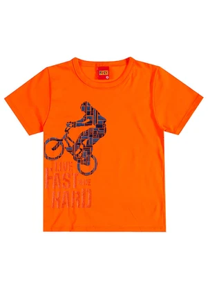 Kyly - Camiseta Infantil Menino em Algodão Laranja - KYLY