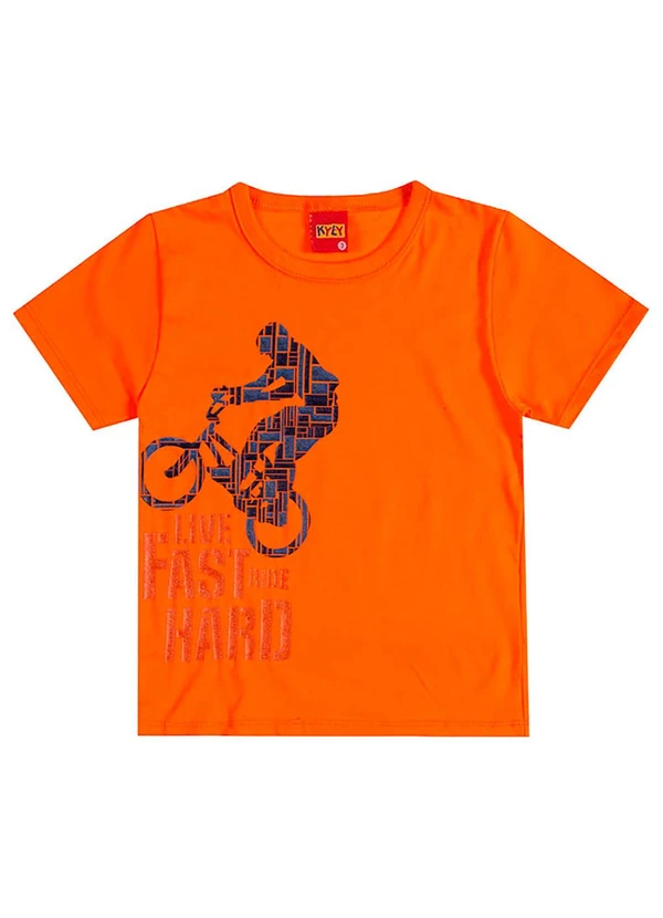 Kyly - Camiseta Infantil Menino em Algodão Laranja
