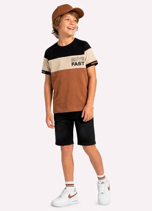 Kyly - Camiseta Infantil Menino em Algodão Preto - KYLY